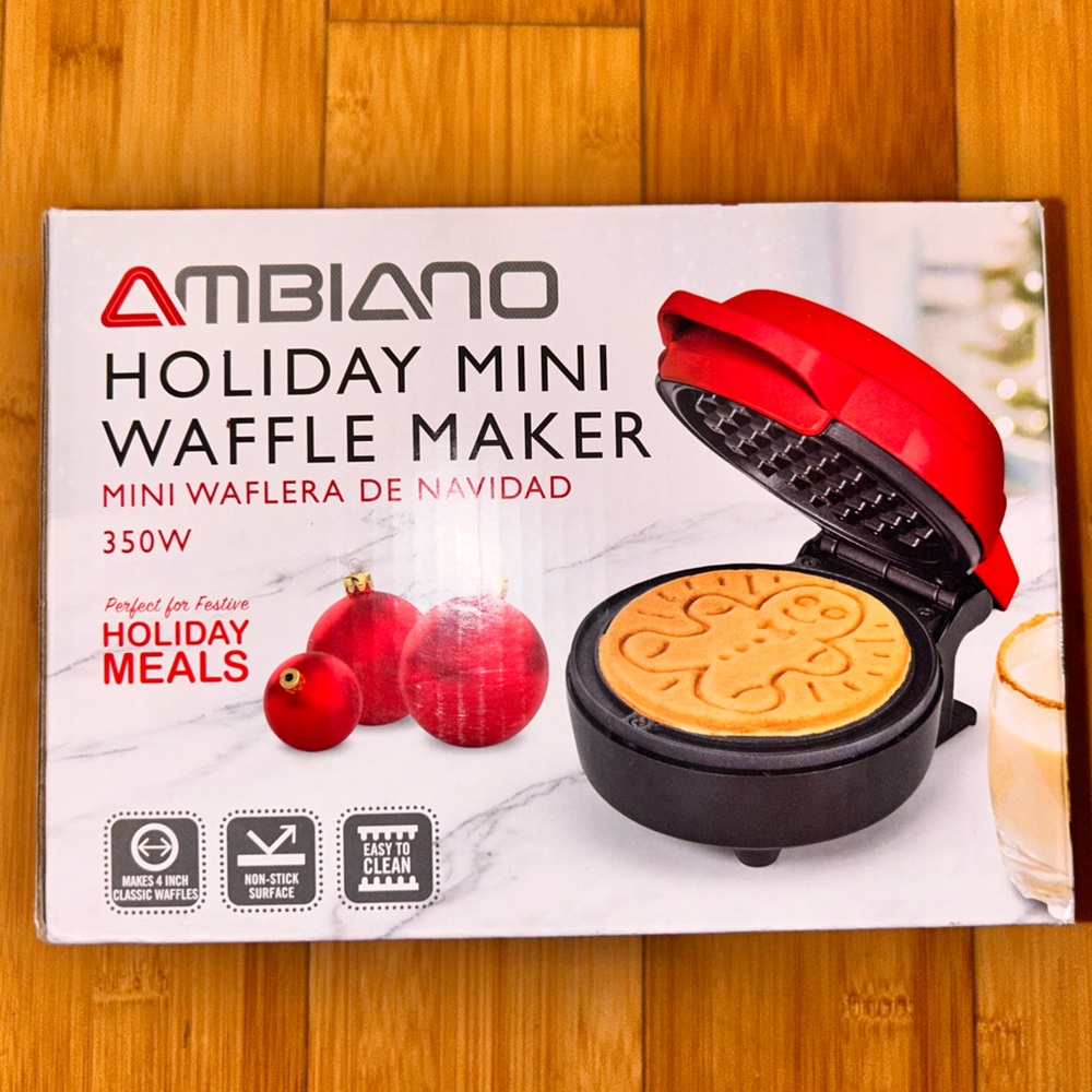NWT In Box Never Used Holiday Gingerbread Man Mini Waffle Maker